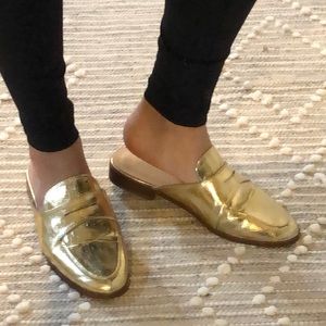 Women’s Gold Mules Flats Loafer